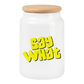 Say What - Keksdose mit Holzdeckel - Weiß - Vorne