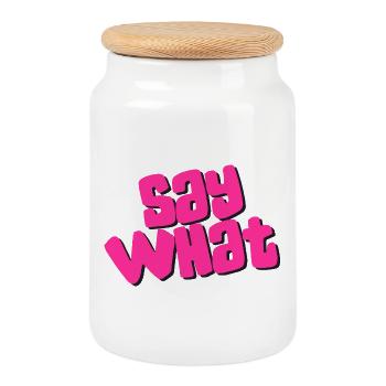 Say What - Keksdose mit Holzdeckel - Weiß - Vorne