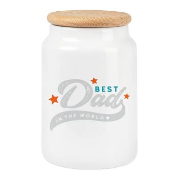 Meilleur papa du monde - Boîte à biscuits avec couvercle en bois - blanc - Devant