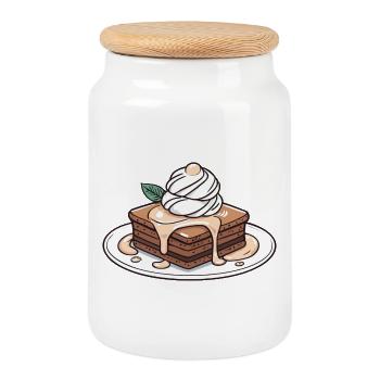 Hot Brownie - Cookie Jar with Wooden Lid - white - Front