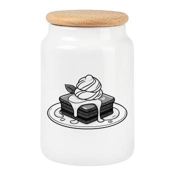 Hot Brownie - Cookie Jar with Wooden Lid - white - Front