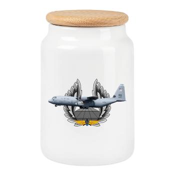 C-130 Super Hercules - Keksdose mit Holzdeckel - Weiß - Vorne