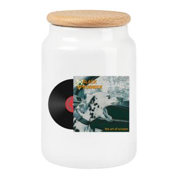Vinyl - Keksdose mit Holzdeckel - Weiß - Vorne