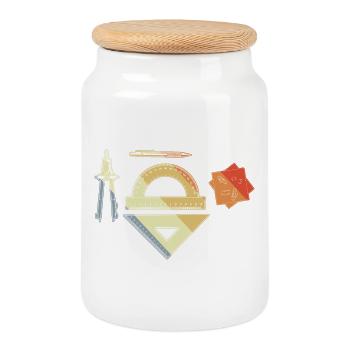 Architect Vintage Look - Cookie Jar with Wooden Lid - white - Front