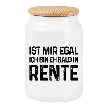 Ist mir egal Ich bin eh bald in Rente - Keksdose mit Holzdeckel - Weiß - Vorne