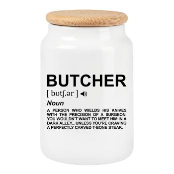 Signification de Butcher - Boîte à biscuits avec couvercle en bois - blanc - Devant