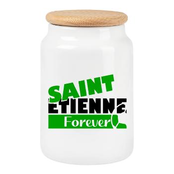 Saint Etienne Forever Bold Logo Tee - Boîte à biscuits avec couvercle en bois - blanc - Devant