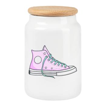 Kleiden Sie sich mit Stil und Persönlichkeit Convers Tennis - Keksdose mit Holzdeckel - Weiß - Vorne