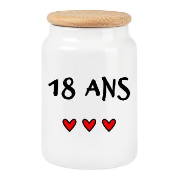 18. 18 JAHRE ALT. 18. JAHRESTAG. 18. GEBURTSTAG. - Keksdose mit Holzdeckel - Weiß - Vorne