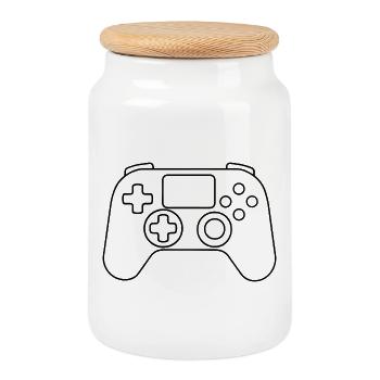 Game Controllers - Cookie Jar with Wooden Lid - white - Front