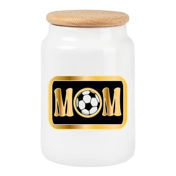 MUTTER - MAMA FUßBALLSPIELERIN - FUßBALL - Keksdose mit Holzdeckel - Weiß - Vorne