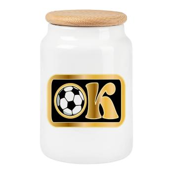 IN ORDNUNG - Okay - Fußball - Keksdose mit Holzdeckel - Weiß - Vorne