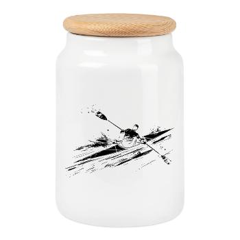 Rameur - Boîte à biscuits avec couvercle en bois - blanc - Devant