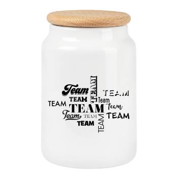 Team - Cookie Jar with Wooden Lid - white - Front