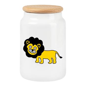 Le lion comme design pour enfants - Boîte à biscuits avec couvercle en bois - blanc - Devant