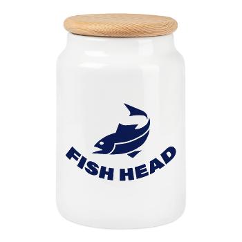 FISH HEAD - Cookie Jar with Wooden Lid - white - Front