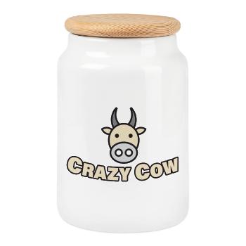 CRAZY COW - Keksdose mit Holzdeckel - Weiß - Vorne