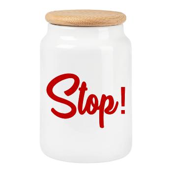 STOP. HUMOR. MESSAGE. QUOTATION. PANEL. DAD - Cookie Jar with Wooden Lid - white - Front