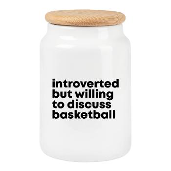 Basketball - Cookie Jar with Wooden Lid - white - Front