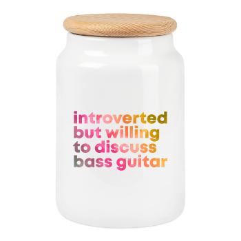 Bass Guitar - Cookie Jar with Wooden Lid - white - Front