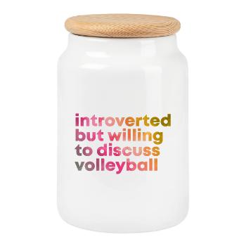 volley-ball - Boîte à biscuits avec couvercle en bois - blanc - Devant