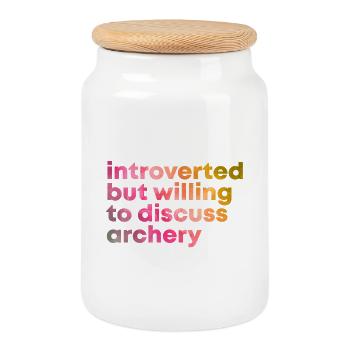 Archery - Cookie Jar with Wooden Lid - white - Front