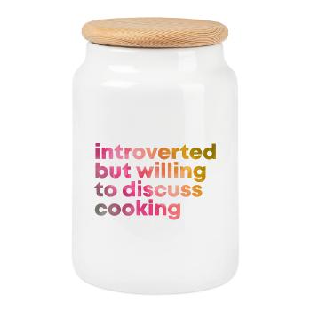 Cooking - Cookie Jar with Wooden Lid - white - Front