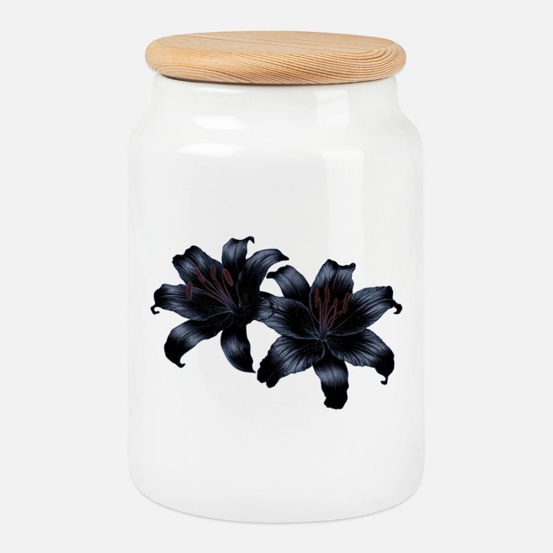 Lilien, blumen Outfits, goth - Keksdose mit Holzdeckel - Weiß