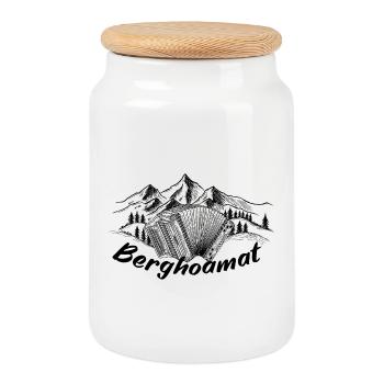 Harmonica Alps - Berghoamat (b) | Ziac - Cookie Jar with Wooden Lid - white - Front