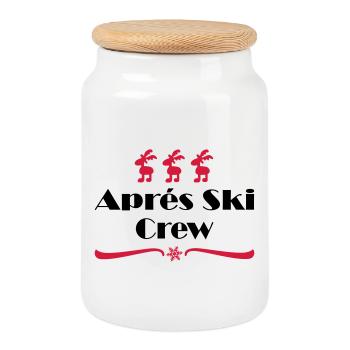 Après-ski - Boîte à biscuits avec couvercle en bois - blanc - Devant