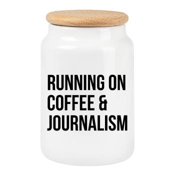 Journalismus Journalismus Journalismus - Keksdose mit Holzdeckel - Weiß - Vorne