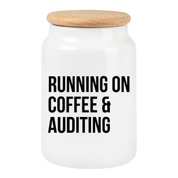 Auditor Auditor Auditor - Cookie Jar with Wooden Lid - white - Front