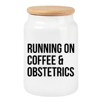 Obstetrics Obstetrics Obstetrics - Cookie Jar with Wooden Lid - white - Front