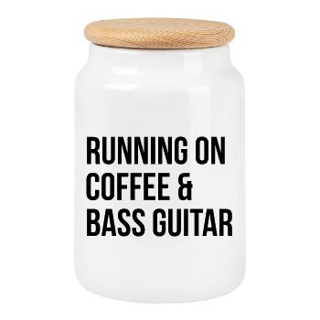 guitare basse - Boîte à biscuits avec couvercle en bois - blanc - Devant