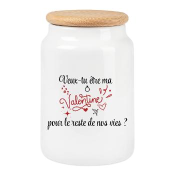 Demande en mariage, Saint-Valentin, Romantique - Boîte à biscuits avec couvercle en bois - blanc - Devant