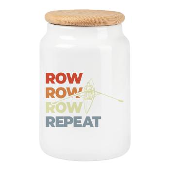 Row Row Row Repeat - Cookie Jar with Wooden Lid - white - Front