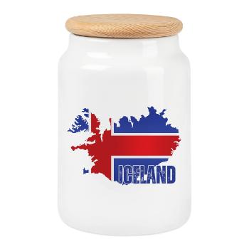 Icelandic Pride, Icelandic flag - Cookie Jar with Wooden Lid - white - Front