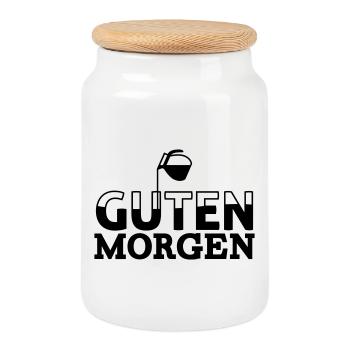 Guten Morgen Kaffee - Keksdose mit Holzdeckel - Weiß - Vorne