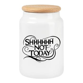Chut, pas aujourd’hui - Humour sarcastique et audacieux - Boîte à biscuits avec couvercle en bois - blanc - Devant