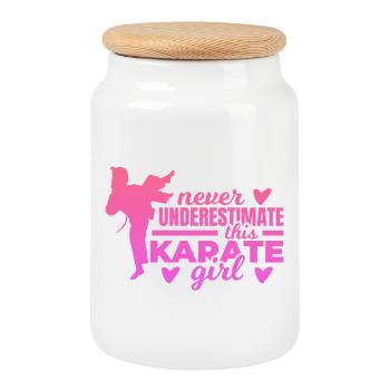 Ne sous-estimez jamais une fille de karaté - Boîte à biscuits avec couvercle en bois - blanc - Devant