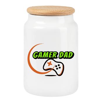 Gamer Dad - Cookie Jar with Wooden Lid - white - Front