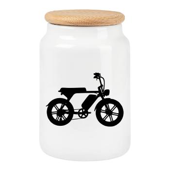 Fatbike - Boîte à biscuits avec couvercle en bois - blanc - Devant