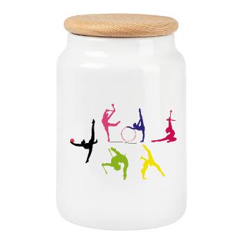 Rhythmic gymnastics - Cookie Jar with Wooden Lid - white - Front