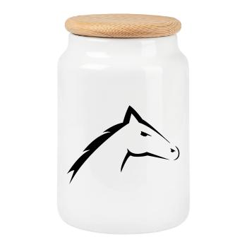 Tête de cheval | Conception de silhouette de tête de cheval - Boîte à biscuits avec couvercle en bois - blanc - Devant