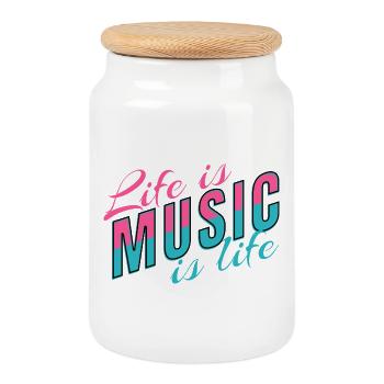 Life Is Music est une déclaration de vie pour les musiciens - Boîte à biscuits avec couvercle en bois - blanc - Devant