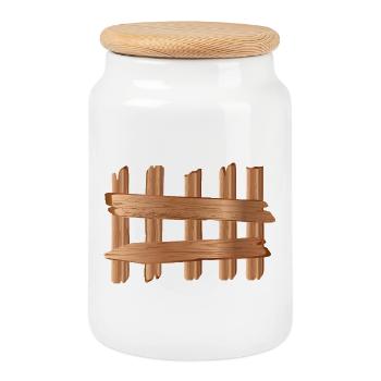 Élément de clôture en bois rustique Motif aspect bois - Boîte à biscuits avec couvercle en bois - blanc - Devant