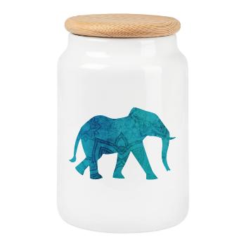 Elefant Yoga Mandala Ornament Muster Yogi Indien - Keksdose mit Holzdeckel - Weiß - Vorne