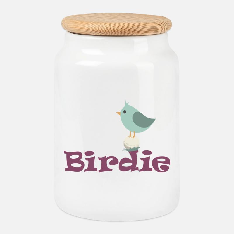Golf-Birdie - Keksdose mit Holzdeckel - Weiß