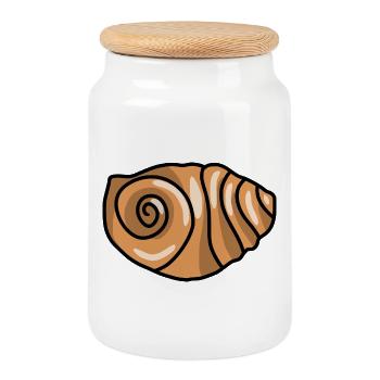 Franzbrötchen Hamburg Bäcker Kaffee Gebäck Franz - Cookie Jar with Wooden Lid - white - Front