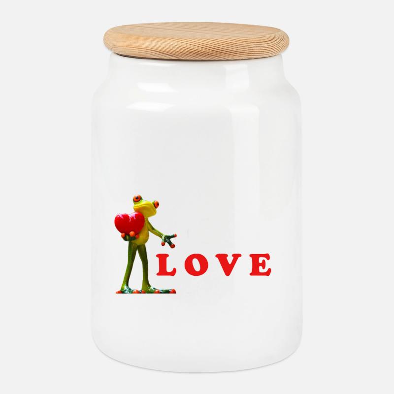 Graines d’amour avec des graines colorées - Boîte à biscuits avec couvercle en bois - blanc